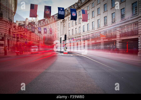 Regent Street in London with blur of traffic. HDR. Stock Photo