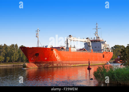 Cargo ship out of the port of Gdansk, Poland. Stock Photo