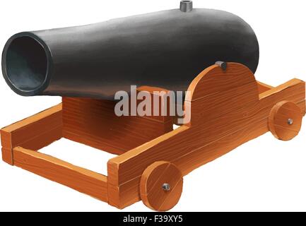 Cartoon medieval cannon isolated on white Stock Vector