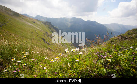 Landscape of Fagaras mountains in Carpathians, Transylvania, Romania Stock Photo