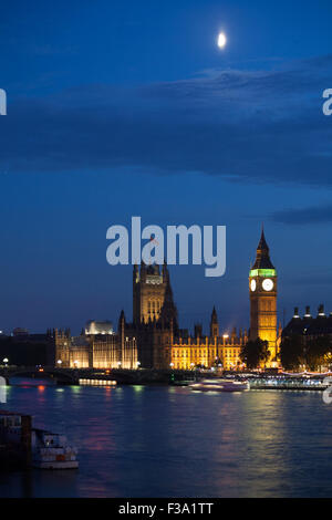 Big Ben and Houses or Parliament at night, Westminster, London Stock Photo