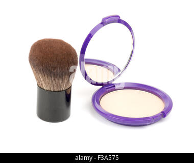 Face powder with kabuki brush Stock Photo
