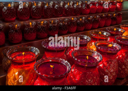 Candles in pineapple-shaped votive holders at Hsi Lai Buddhist Temple, Hacienda Heights, California, USA Stock Photo