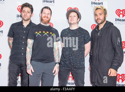 Joe Trohman, Andy Hurley, Patrick Stump and Pete Wentz of Fall Out Boy attends the 2015 iHeartRadio in Las Vegas Stock Photo