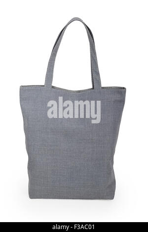 Gray linen bag isolated on white background Stock Photo