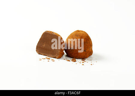 belgian pralines with chocolate butter on white background Stock Photo