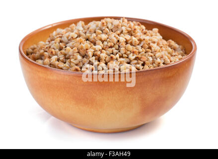 buckwheat in bowl isolated on white background Stock Photo