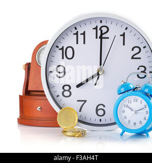 clock collection isolated on white background Stock Photo