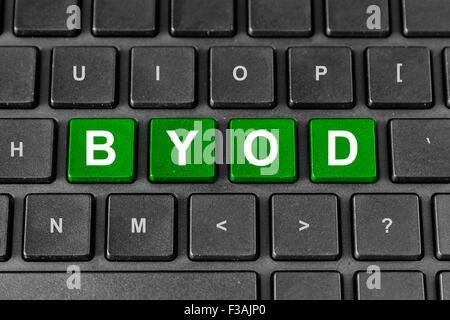BYOD or Bring your own device green word on keyboard Stock Photo