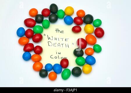 Generic Coloured Candy Balls High Sugar Content  The White Death in Colour Stock Photo