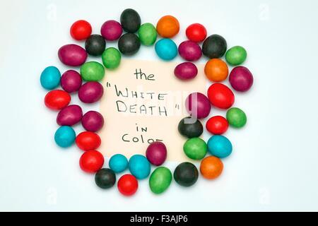 Generic Coloured Candy Balls High Sugar Content  The White Death in Colour Stock Photo