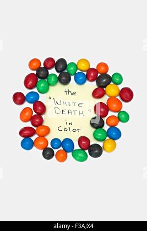 Generic Coloured Candy Balls High Sugar Content  The White Death in Colour Stock Photo