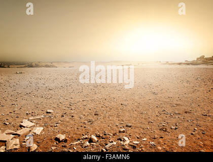 Sandy desert in Egypt at the sunset Stock Photo