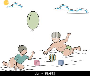 Calligraphic Kids Playing Vector Art Stock Vector Image & Art - Alamy