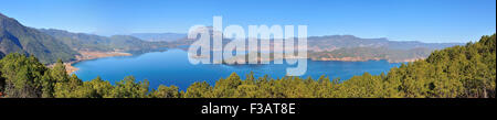 Pano view of Lugu Lake, China Stock Photo