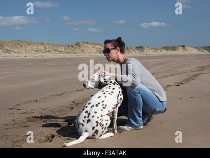 dog day at the beach Stock Photo