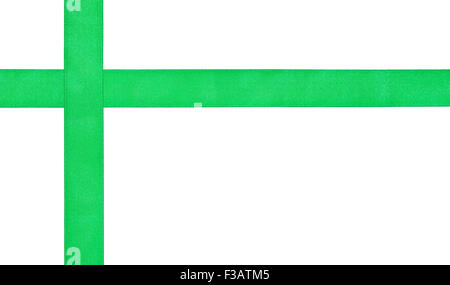 two crossing green satin braids isolated on white background Stock Photo