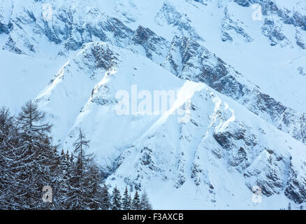 Winter snowy peaceful Samnaun Alps landscape (Swiss). Stock Photo
