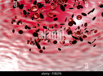 Healthy human red bloodcells in close up 3d graphics render Stock Photo