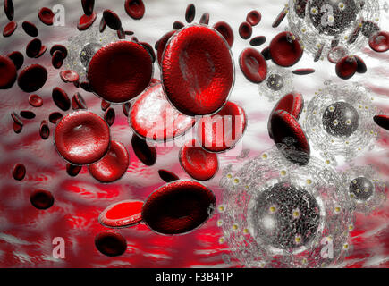 3D generated illustration of HIV Aids virus cells for medical science ...