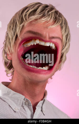 Surreal humongous yelling mouth expressing extreme anger Stock Photo ...