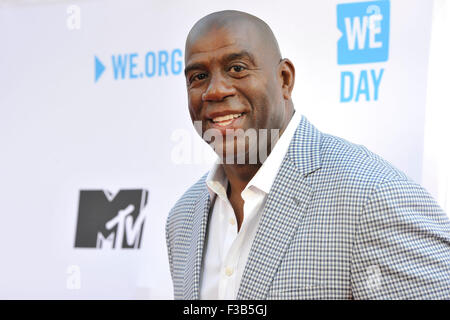 Toronto, Canada. 1st October 2015. Magic Johnson arriving for WE Day at the Air Canada Centre. Stock Photo