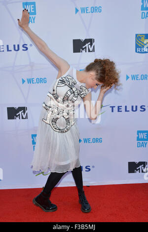 Toronto, Canada. 1st October 2015. Kiesza arriving for WE Day at the Air Canada Centre. Stock Photo