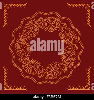 Folk Circular, Tribal Design, Motif, Wall Painting Vector Art Stock Vector