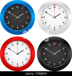 Clock set isolated on white background. Vector illustration. Stock Vector