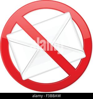 Prohibition spam sign on white background. Vector illustration. Stock Vector