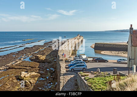 The harbour in St. Andrews Fife Scotland showing the breakwater and harbour entrance Stock Photo