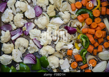 Mixed root vegetables ready for the oven Stock Photo