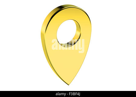 Golden 3d map route icon isolated on white background - 3D render Stock ...