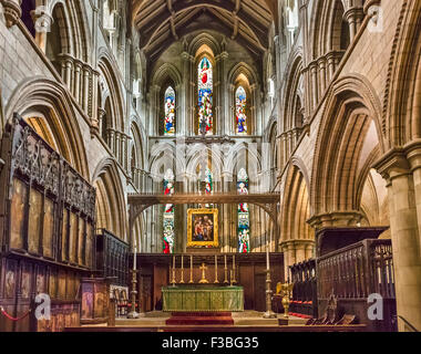 The altar inside the historic medieval abbey church on the Hebridean ...