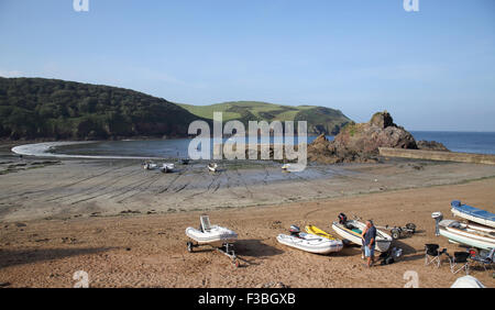 boats and harbour at hope cove on the south devon coast Stock Photo