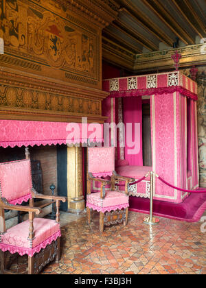 Pink bedroom of Chateau de Chenonceaux Stock Photo