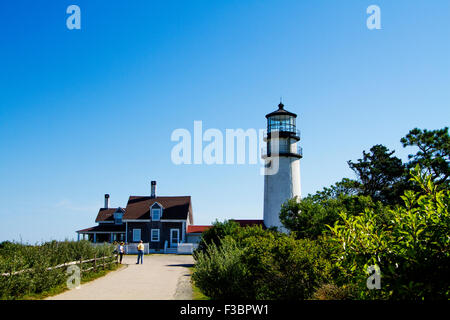 View of the Landmark Highland lighthouse in Cape Cod-Massachuset Stock Photo