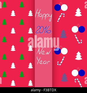 Set of Christmas and Happy New Year backgrounds. The set of two seamless patterns with simple ornament. Vector illustration Stock Vector