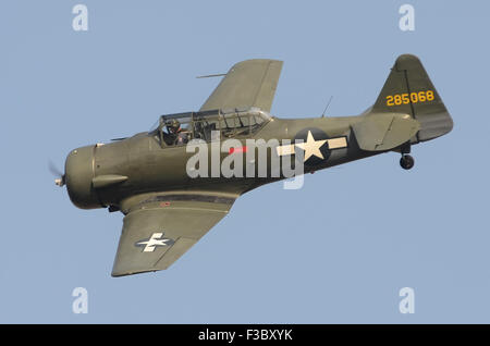 North American AT-6D Texan (Harvard) in USAAF markings displaying at the Airshow Season Finale, Shuttleworth Collection, Old Warden, Bedfordshire, UK. 4th October 2014. Credit:  Antony Nettle/Alamy Live News Stock Photo