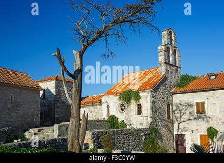 Panorama of Budva, streets Old town. Montenegro, Balkans Stock Photo