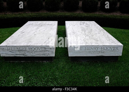 Graves of President Herbert Hoover and his wife, First Lady Lou Henry Hoover, West Branch, Iowa Stock Photo