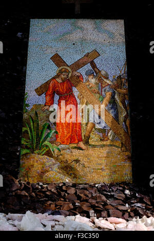 One of the Stations of the Cross at the Grotto of the Redemption in West Bend, Iowa Stock Photo