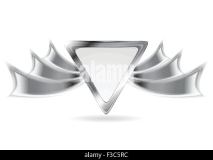 Metallic silver logo element. Vector card background Stock Vector