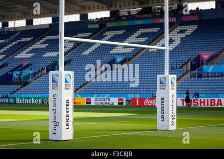 Leicester, UK. 4th October, 2015. Rugby World Cup. Argentina versus Tonga. A general view of the King Power Stadium before kick-off. Credit:  Graham Wilson / Pipeline Images/Alamy Live News Stock Photo