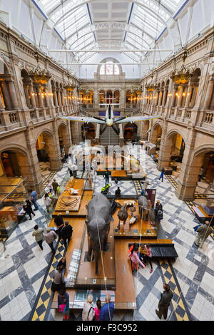 Interior of hall of Kelvingrove Art Gallery and Museum in Glasgow United Kingdom