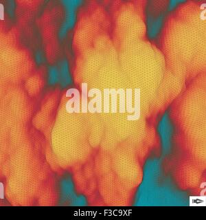 Fire and Smoke. Mosaic. 3d Perspective Grid Background Texture. Abstract Vector Illustration. Stock Vector