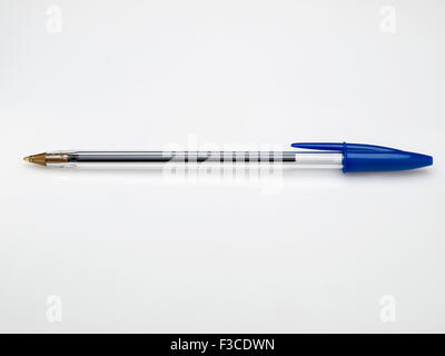 Bic Crystal Blue Pen on white background Stock Photo