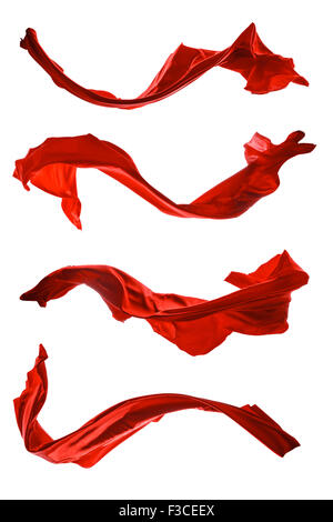 Isolated shots of red satin, isolated on white background Stock Photo