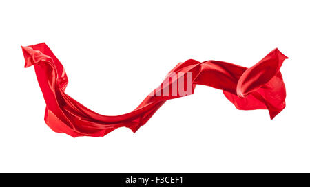 Isolated shot of red satin, isolated on white background Stock Photo