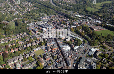 aerial view of Wilmslow town centre, Cheshire, UK Stock Photo